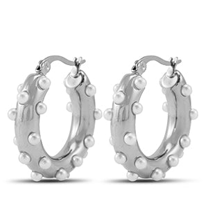 Pearly hoops - zilver