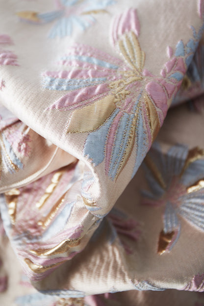 Top korte mouw met bloemenprint - champagne