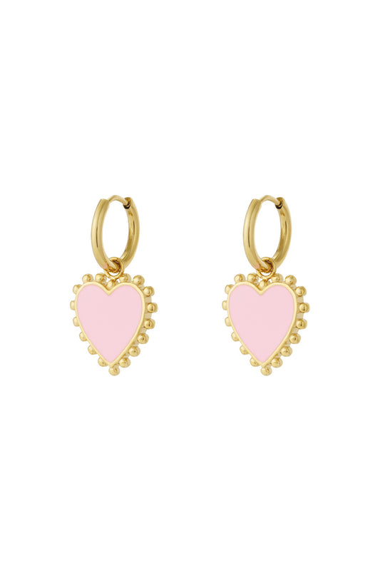 Funky hart oorbellen - pink goud
