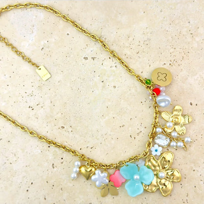 Flowery bedelketting - goud