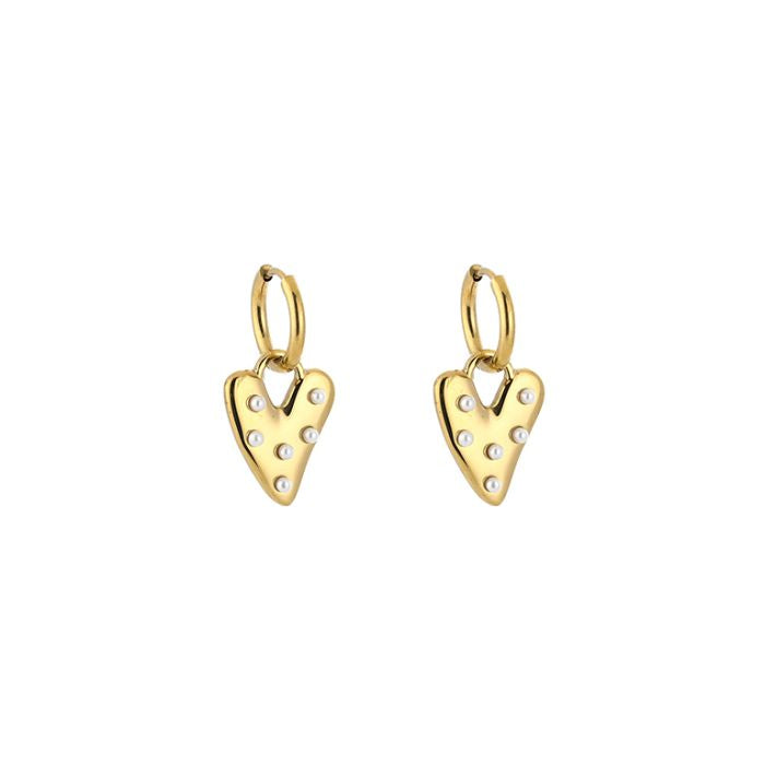 Dreamy pearl heart oorbellen