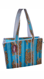 Blauwe panterprint - shopper