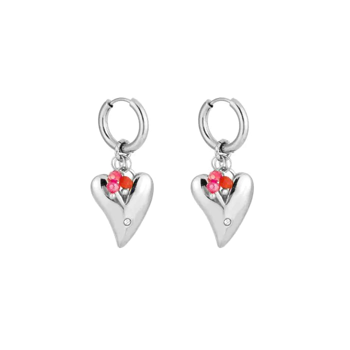 Boho hearts oorbellen - zilver