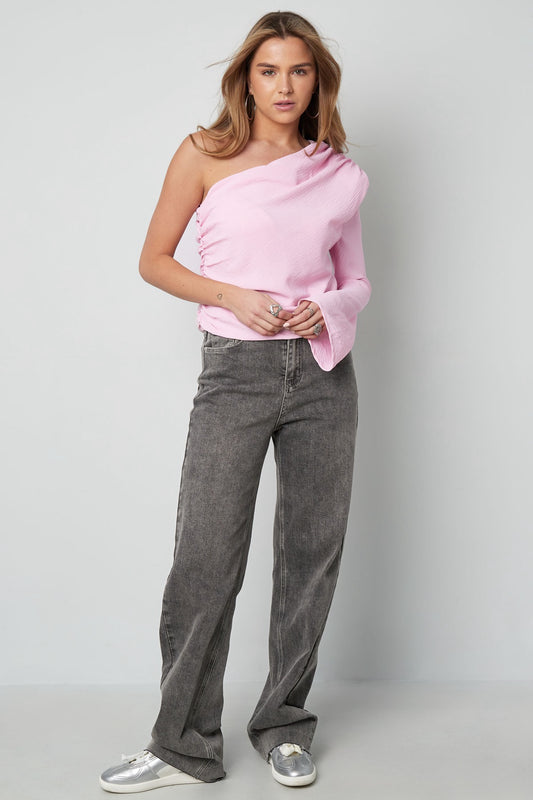 One shoulder blouse - pink
