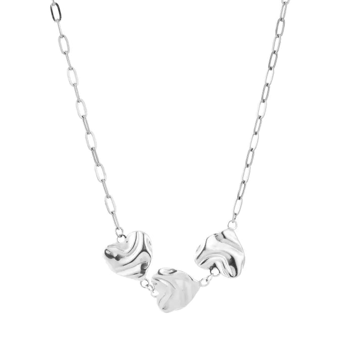 3 hearts ketting - zilver