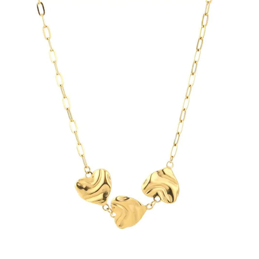 3 hearts ketting - goud