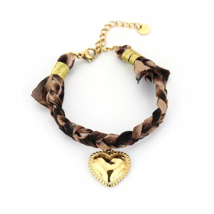 Gevlochten panter armband - goud