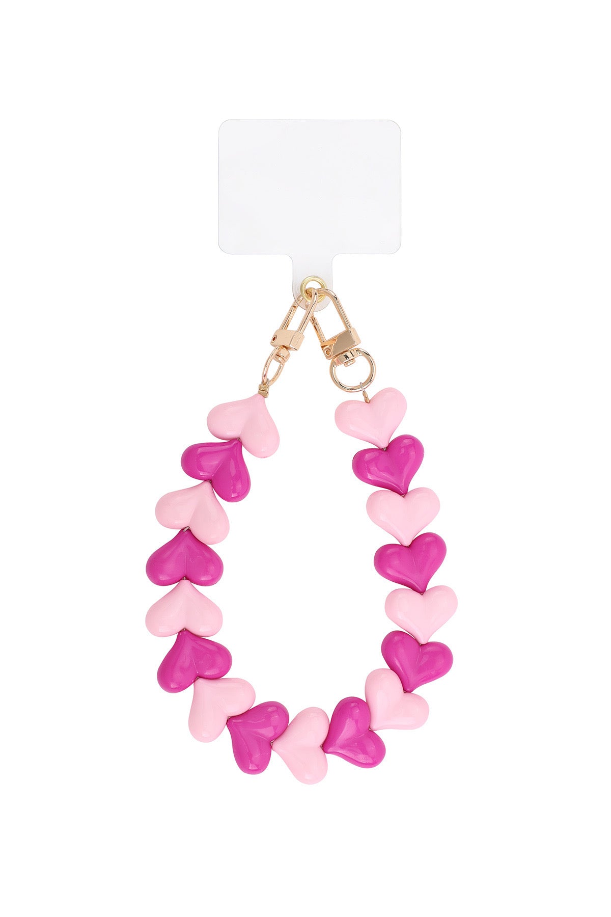 Dubbele hart telefoonkoord - pink