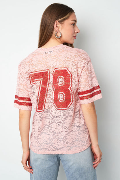 Kant Amerikaanse T-Shirt - pink