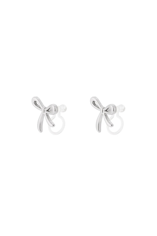 Strik clip oorbellen - zilver