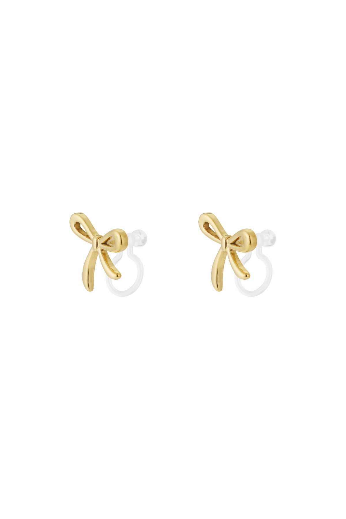 Strik clip oorbellen - goud