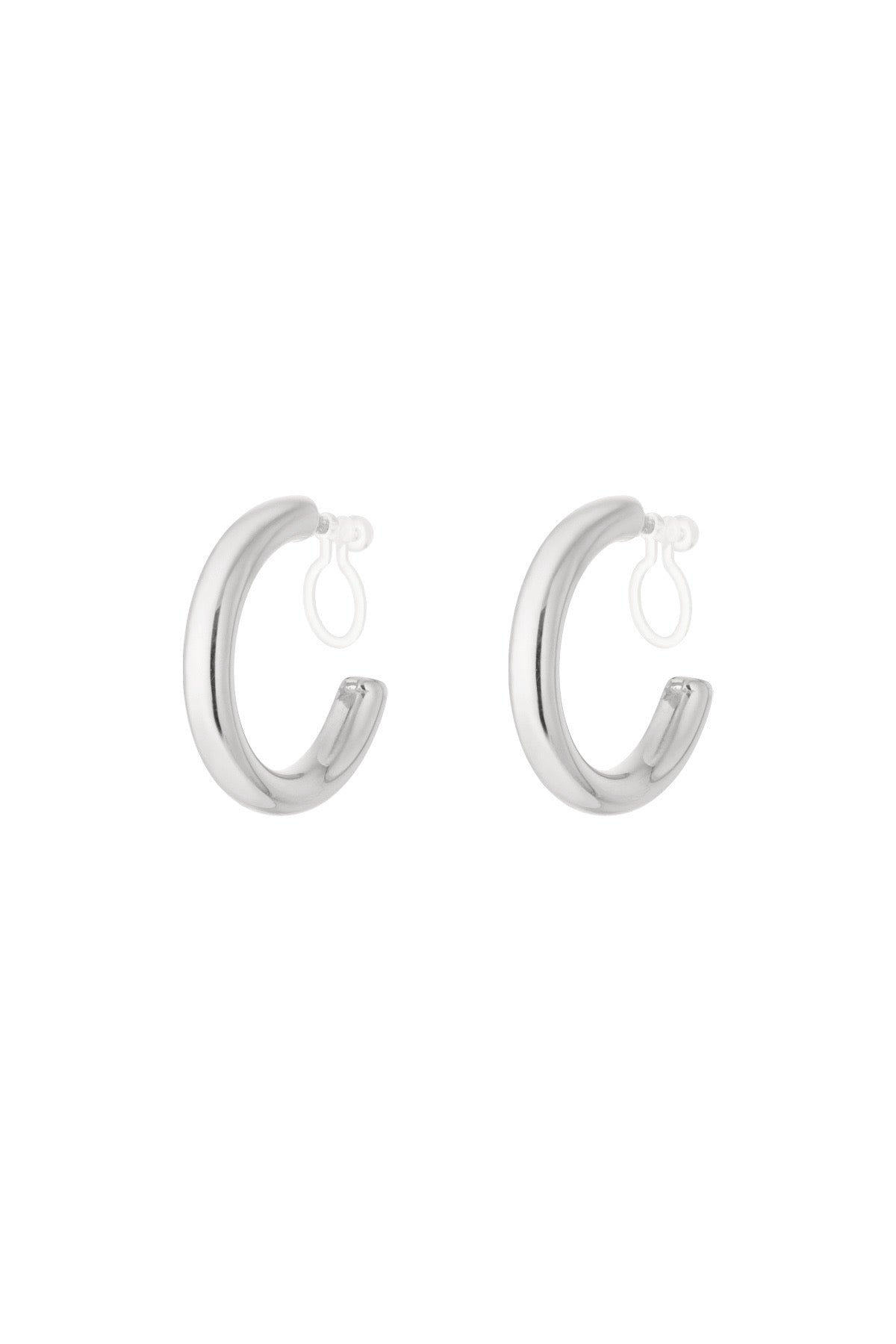 Lichtgevende hoop clip oorbellen - zilver