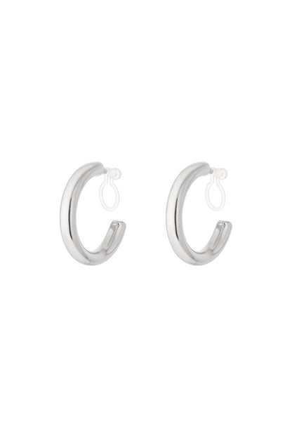 Lichtgevende hoop clip oorbellen - zilver