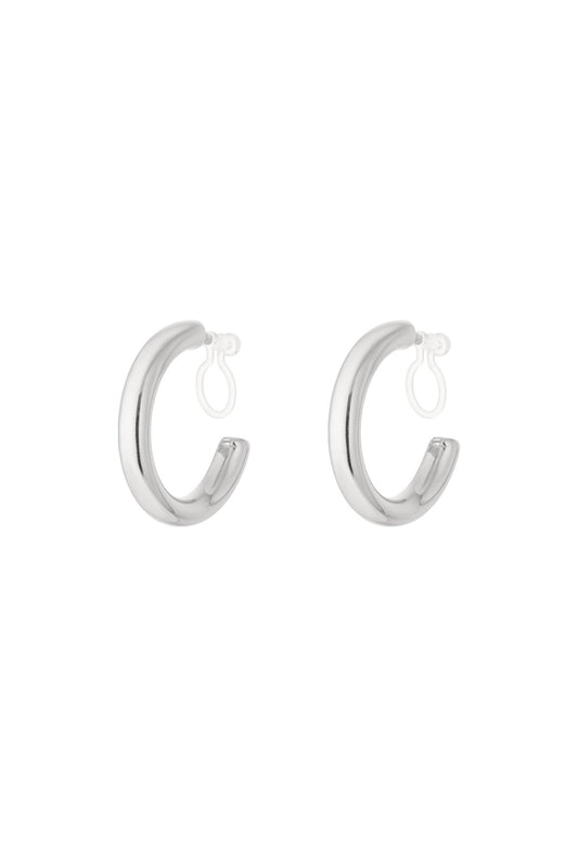 Lichtgevende hoop clip oorbellen - zilver