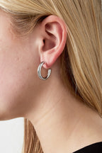 Lichtgevende hoop clip oorbellen - zilver