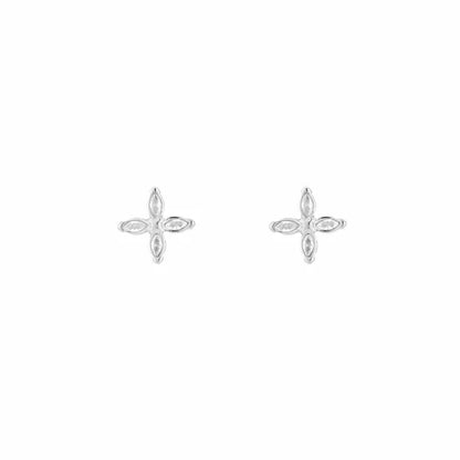 Bloem stud oorbellen - zilver